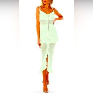 NWT 🆕 151-For Love & Lemons Lovebird Midi Dress, Mint Green, Size Large